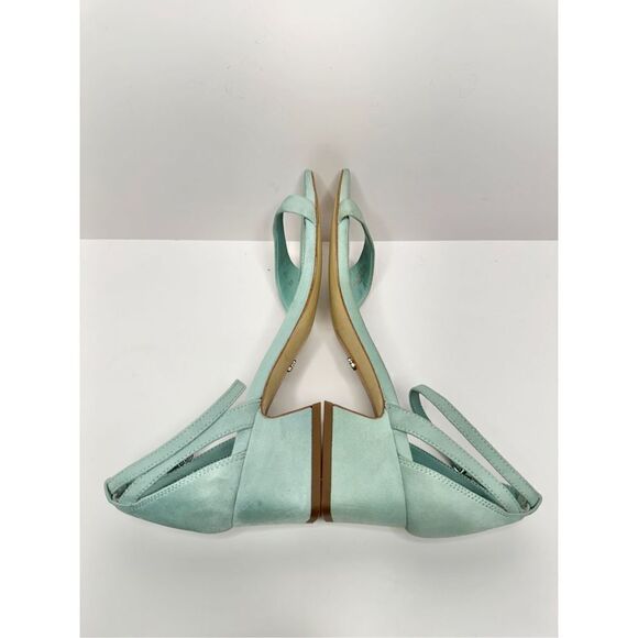 Sam Edelman Sandals Womens Size 7 Tide Blue Suede Leather Square Toe Block Heel - Picture 6 of 10